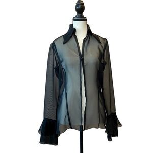 Joseph Ribcoff Black Sheer Women's Blouse EUC MEDIUM